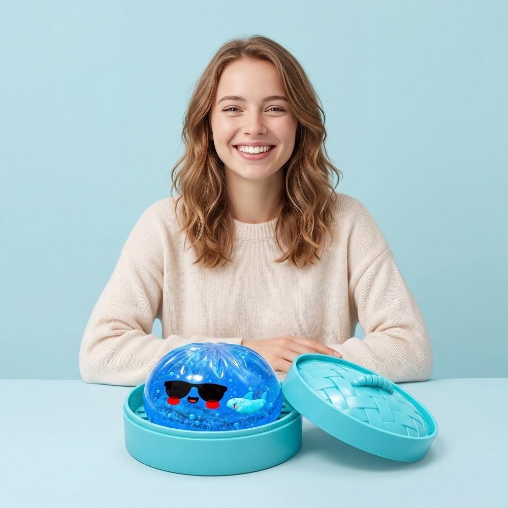 Soft Steamed Stuffed Bun Squishy Pinch Le with Steamer Stress Relief Sensory Ball  Home Decoration