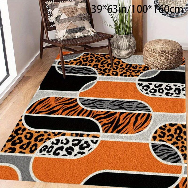 

Luxurious Orange Leopard Print Rug Ultra Soft Non Slip Machine Washable for Living Room Bedroom Office Decor 50x80cm20x31in