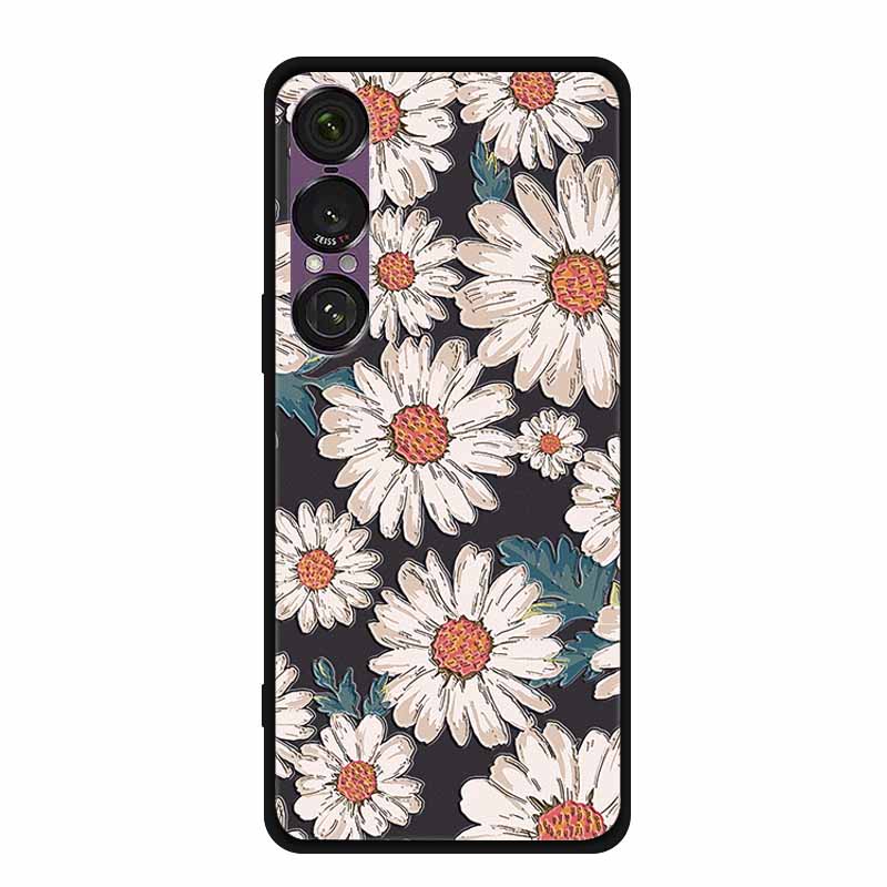 3D Emboss Case For Sony Xperia 1 VII 5G Case Flowers TPU Soft Silicone Back Cover For Sony Xperia 1 VII 2025 Phone Case XQ-FS54