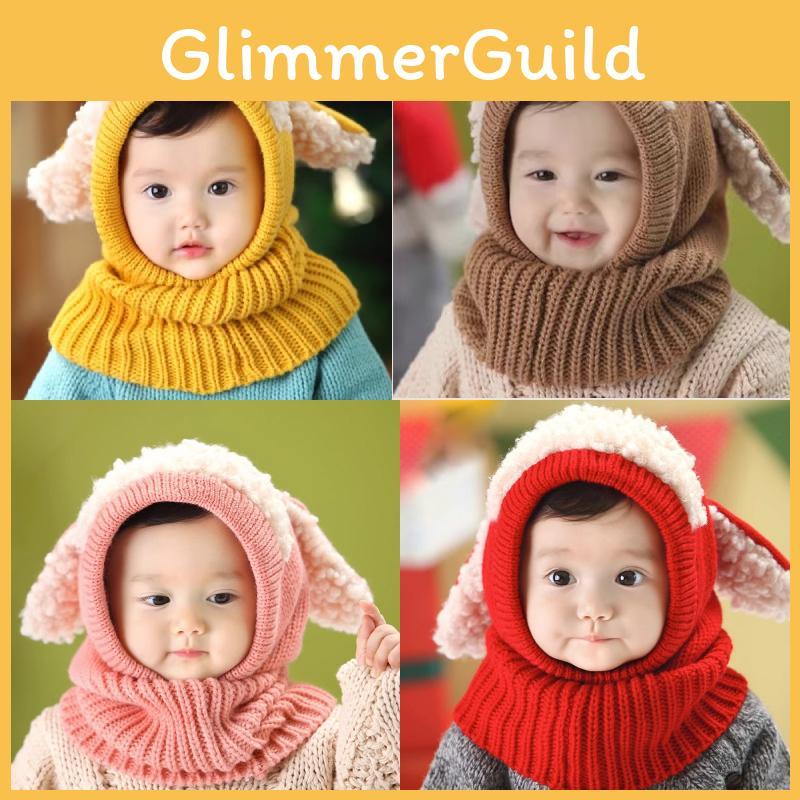 Toddler Knit Cap With Cute Dog Pattern For Kids Winter Warmth And Wind Resistance