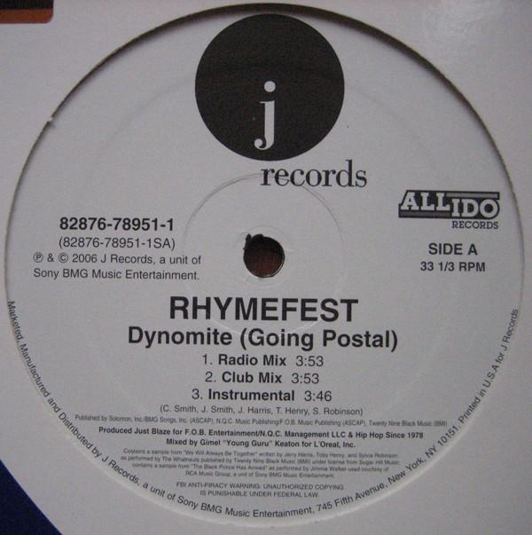 12inch Record RHYMEFEST - Dynomite (Going Postal) / Chicago-R 82876789511 J Records 2006 US Rap & Hip-Hop/R&B Used