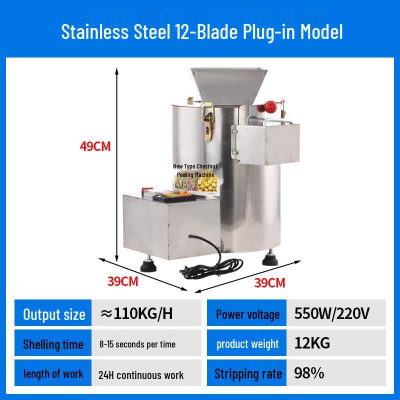 Commercial Automatic Chestnut Shelling & Peeling Machine – Electric Kernel & Shell Remover.