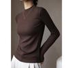 Spring new versatile small stand-up collar threaded slim-fitting long-sleeved shirt women's fashion niche inner top