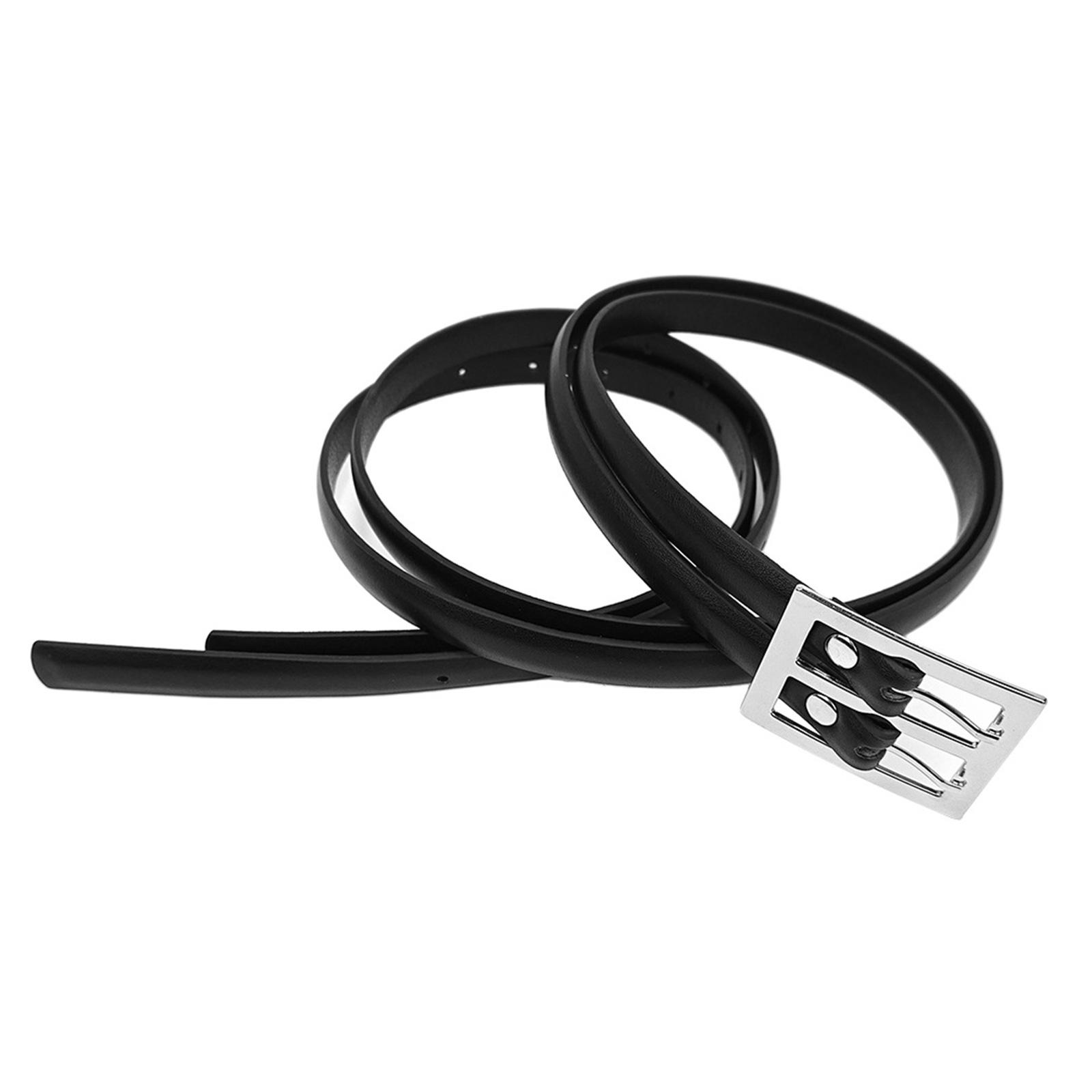 

Black Double Buckle Belt Adjustable Elastic Waist Belt Casual Women Waistband for Office or Casual Wear чёрный