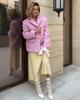 2024 Rose Pink Long-Haired Suit Jacket: European American Women's Street Fashion