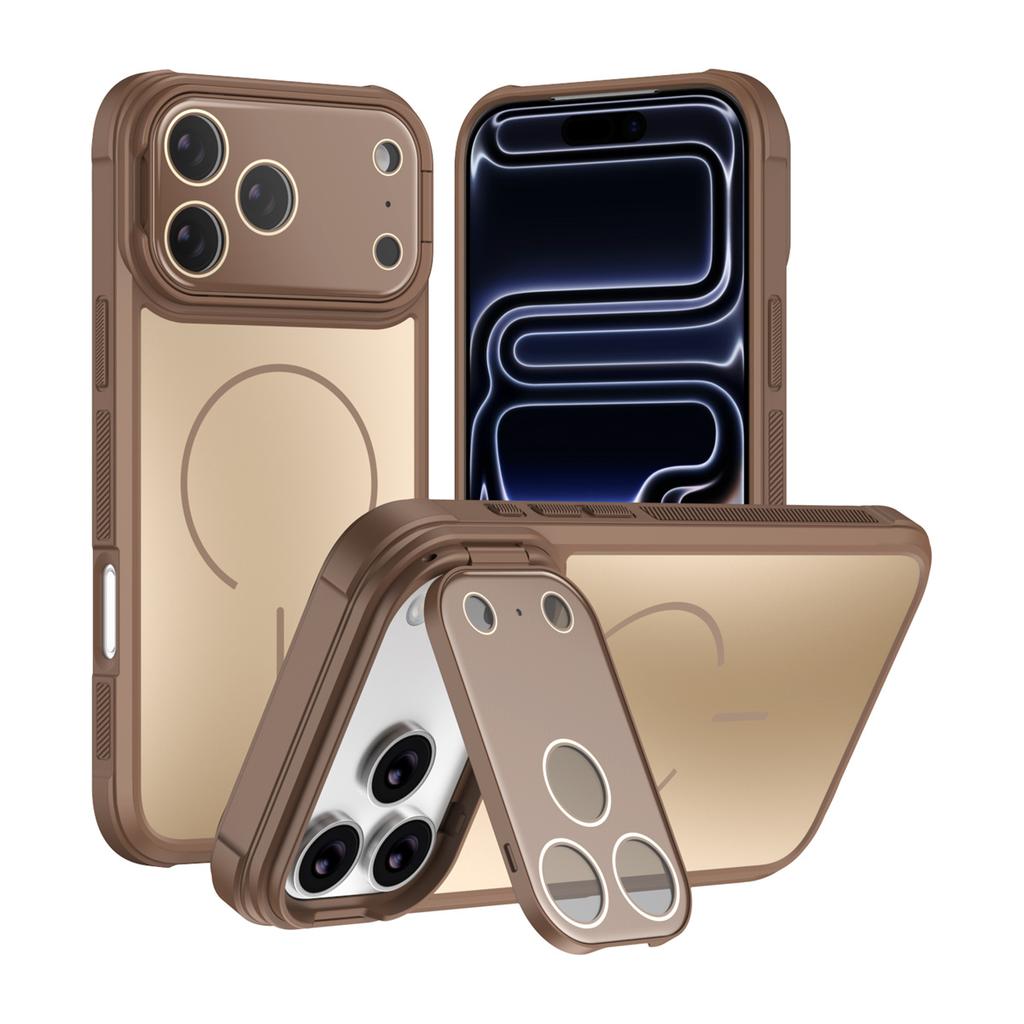 For Magsafe Magnetic Phone Case for IPhone 17 Air 16 15 Plus14 13 12 11 Pro Max Shockproof Lens Bracket Matte Acrylic Back Cover