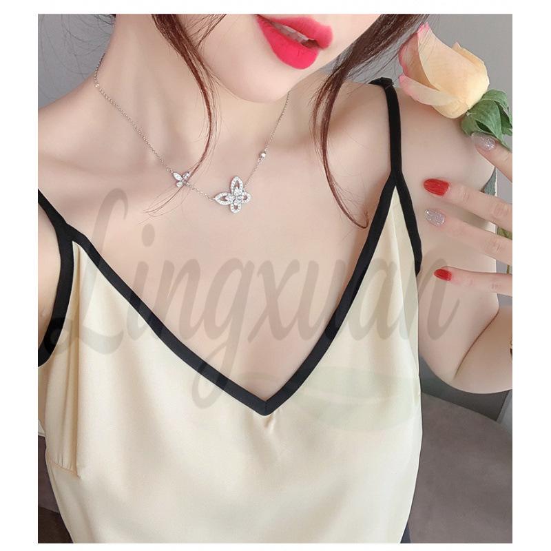 2026 Summer Versatile V-neck Chiffon Camisole: Elegant Layered Top S бежевый