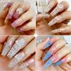 Crystal Square Nails Half Cover Soft False Nails Nail Tips for Nail Extensions 3D Aartificial Nail Tips Easy to Use