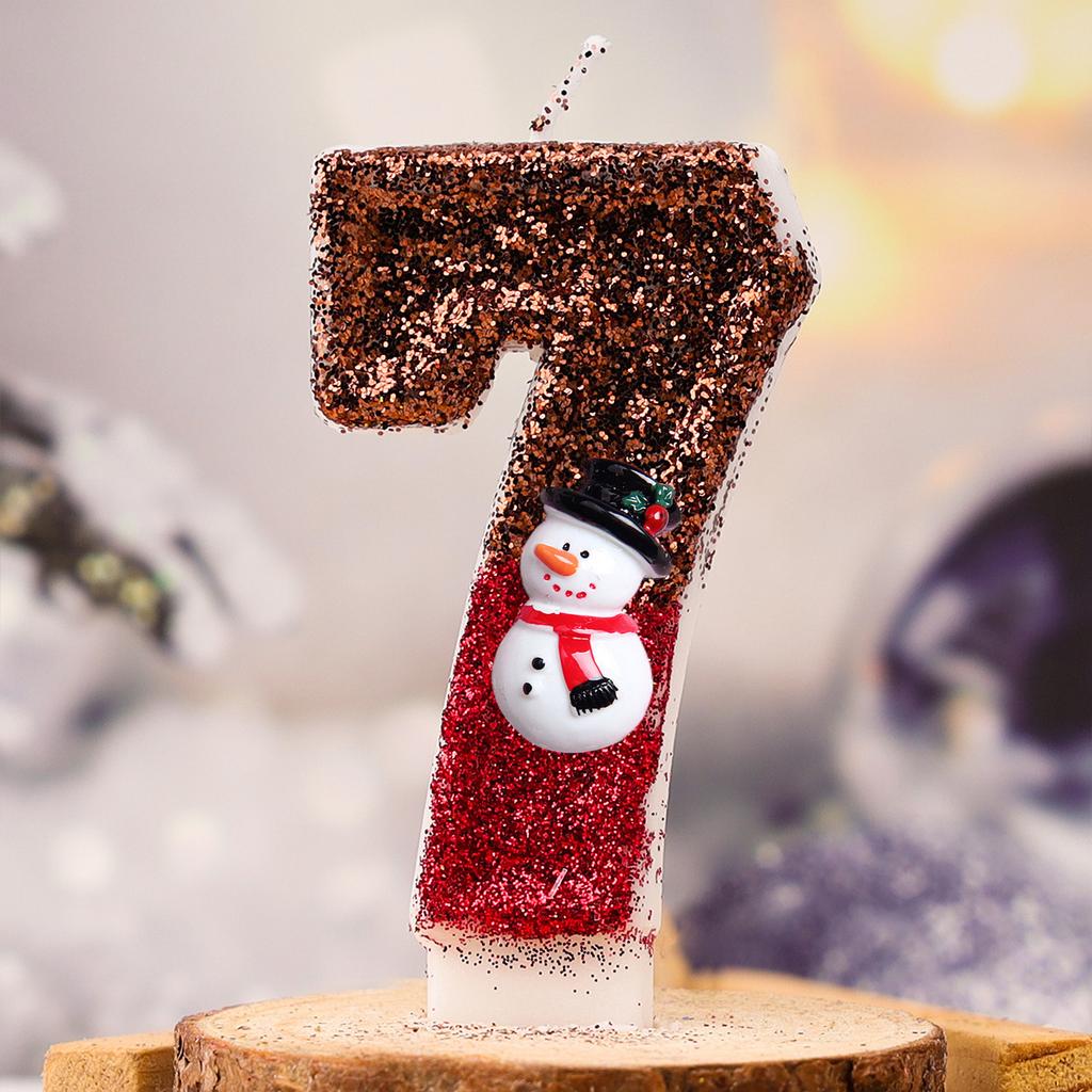 Christmas Cake Decoration Snowman Birthday Number Red Candle Merry Xmas Top for Cake New Year Party Supplies