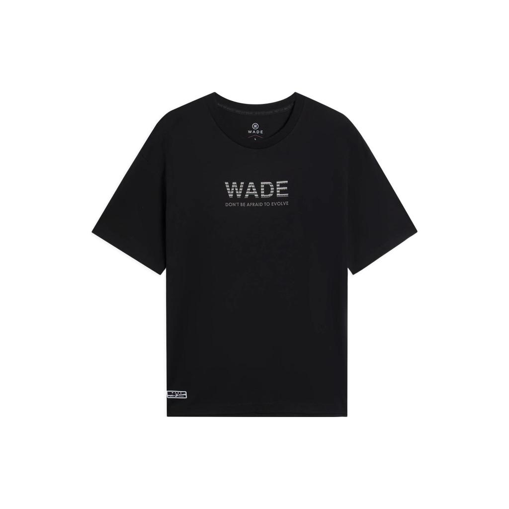 Li-Ning Wade Series Alphabet Print Round Neck Casual T-Shirt Unisex Tops Black AHSS781-1