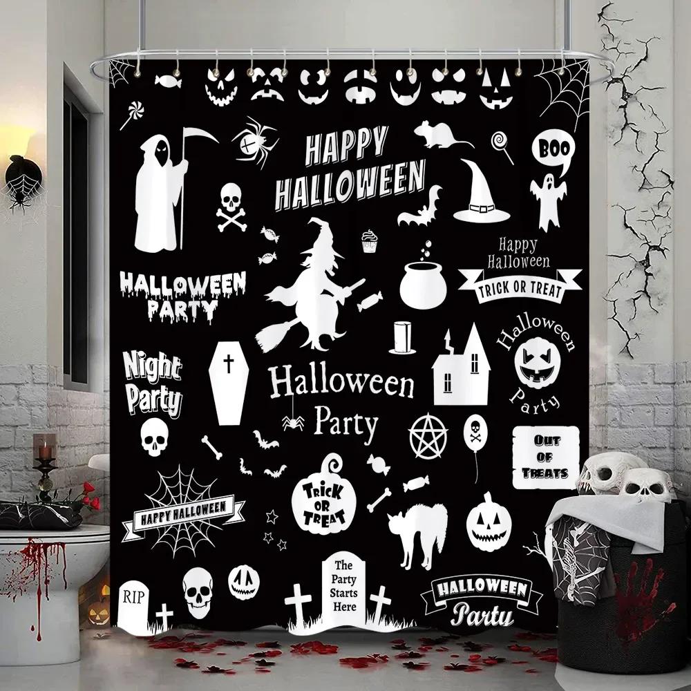 Halloween Skull Flower Shower Curtain Vintage White Daisy Floral Butterfly Gothic Skeleton Day of The Dead Scary Shower Curtains