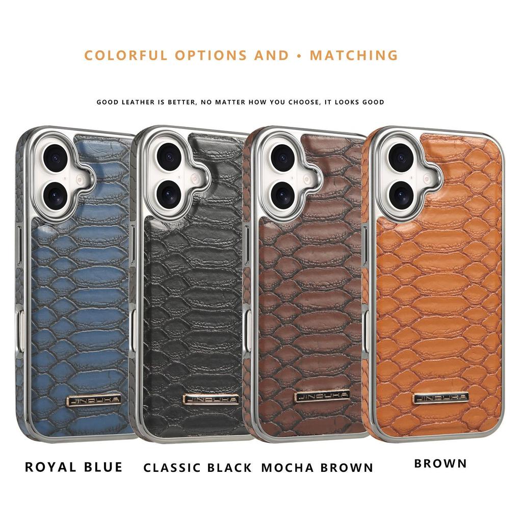 Apple iPhone 17 Pro Max Leather Snake Pattern Drop-Proof Retro Case