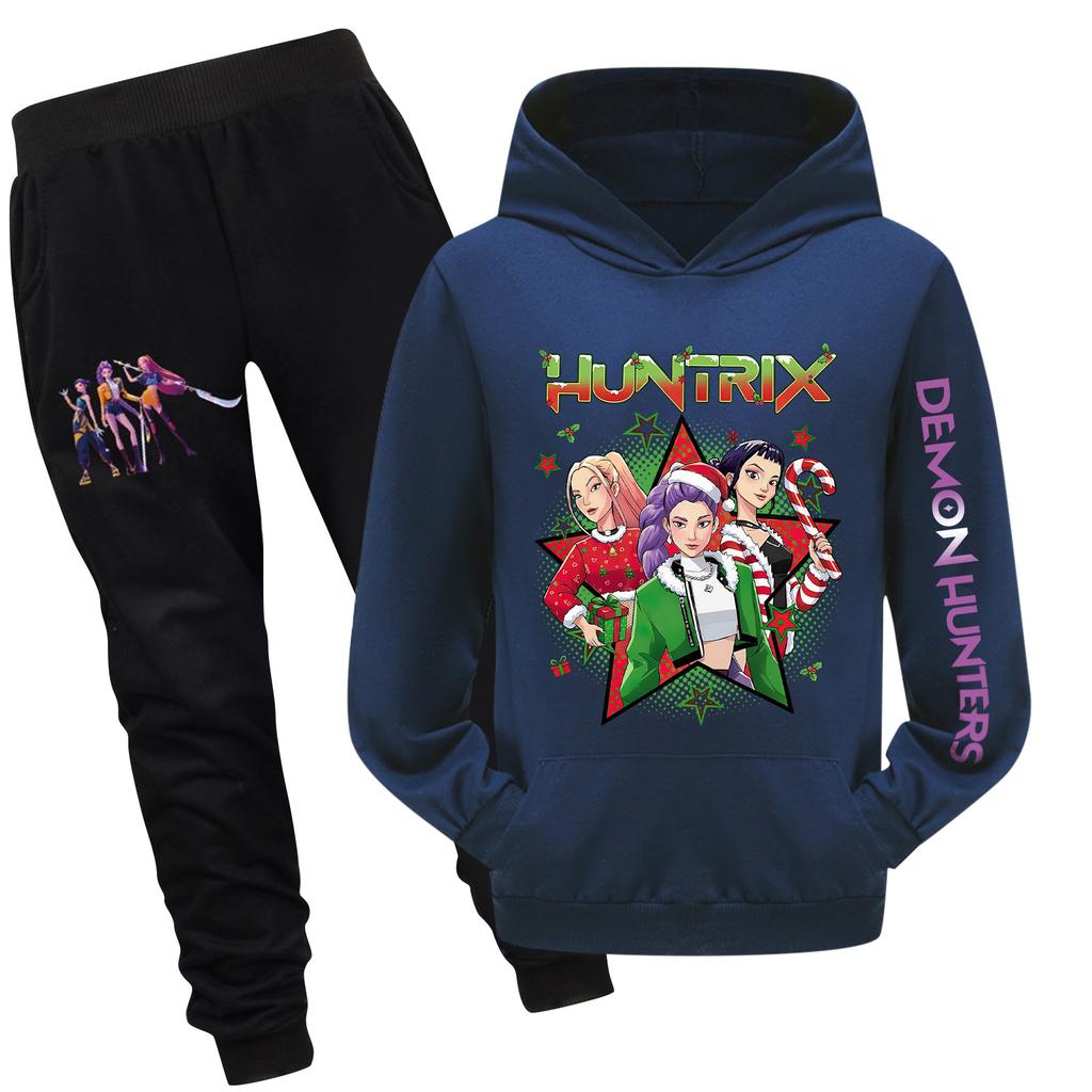 Children's Hooded Top And Pants Two-piece Tracksuit Set Long-sleeved Printed Sweatshirt Set