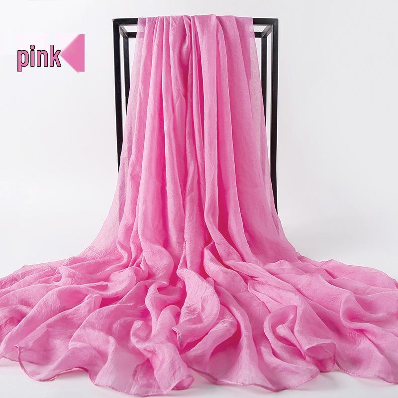 Foulard in Chiffon di Seta Monocolore Extra Lungo 3m x 2.3m: Protezione Solare e Sciarpa Asciugamano da Spiaggia da Viaggio