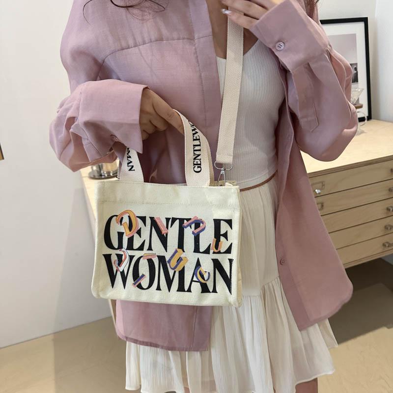 Simple Printed Letter Shoulder Bag Women'S Casual Fashion Versatile Messenger Bag Women'S Large-Capacity Commuting Shopping Tote Bag