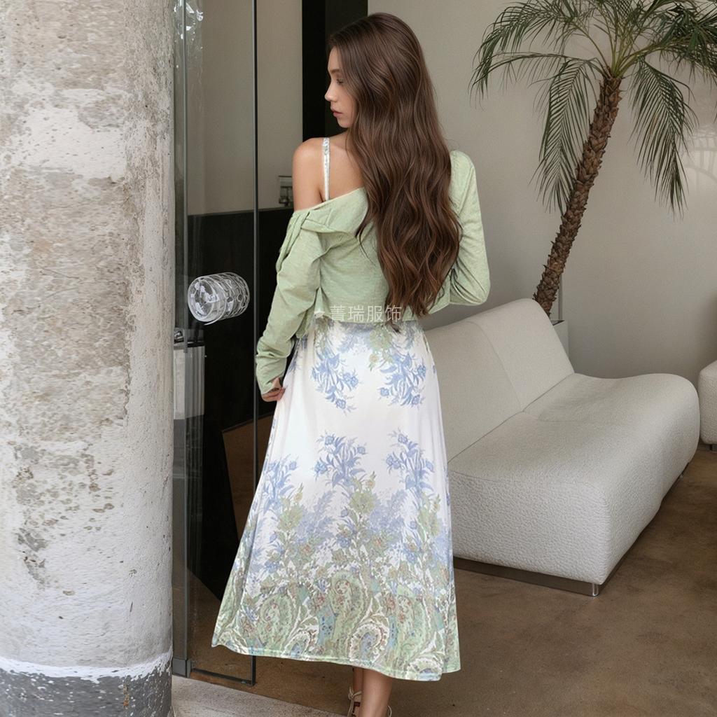 Damen Sexy Leicht Luxuriös Print Träger Spitze Patchwork Slim Kleid