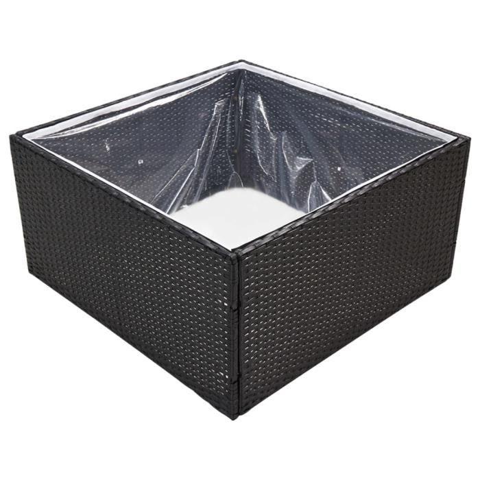 VidaXL Planter Black 80x80x40 Cm Woven Resin