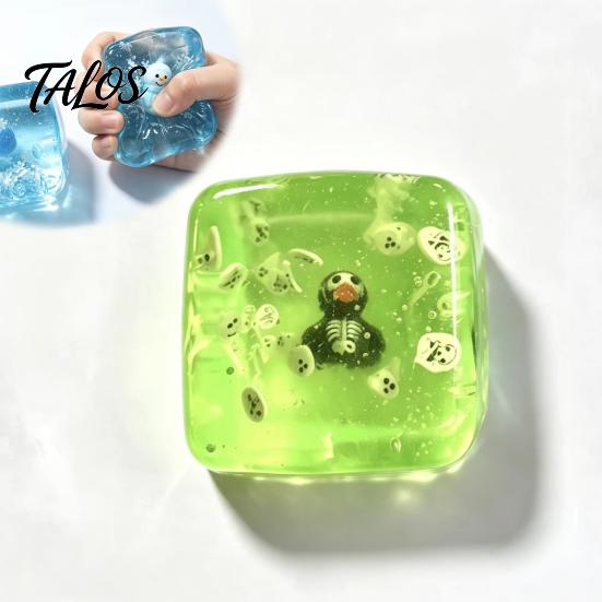Anxiety Relief Ice Cube Toy Christmas Squeeze Toy, Stress Sensory for Halloween, Soft Clear Pinch