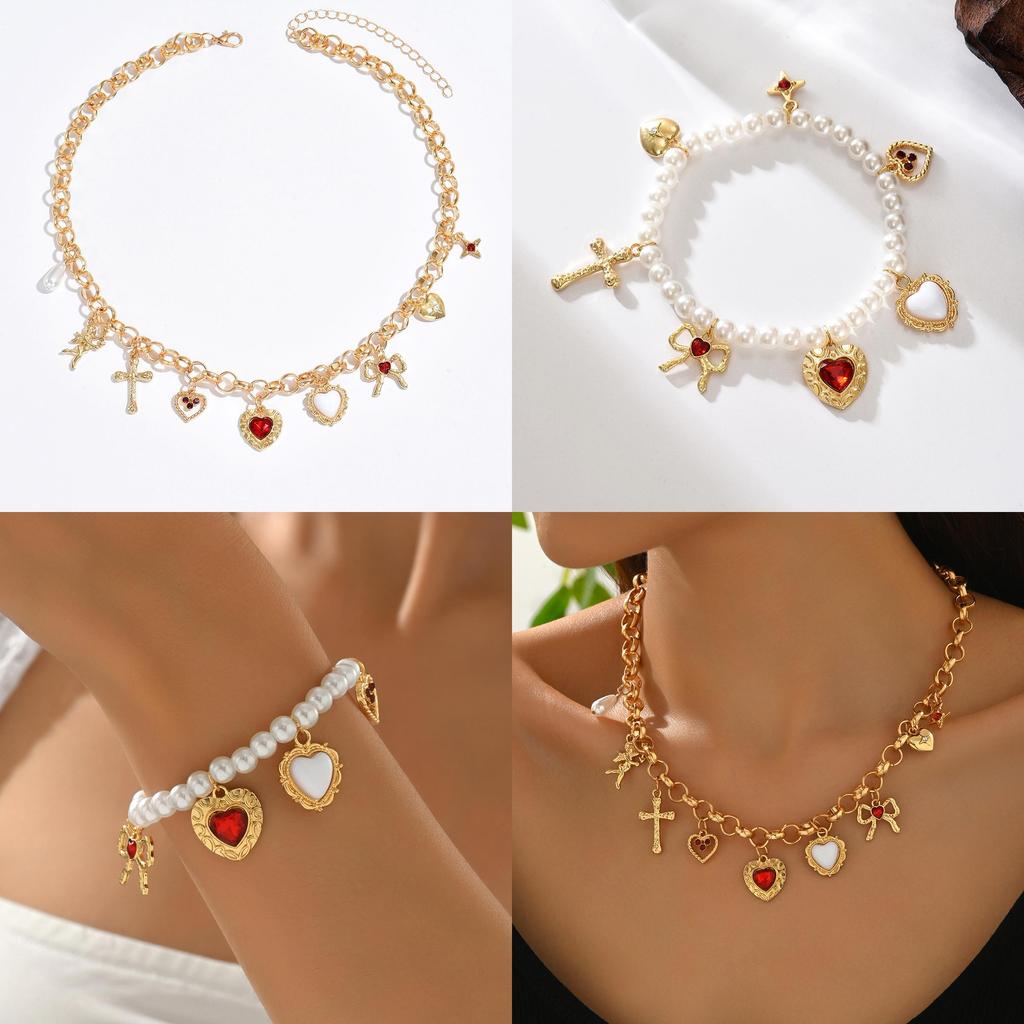 Herzförmige Anhängerkette mit Schmetterlingsschleifen-Design Für Damen Modeschmuck