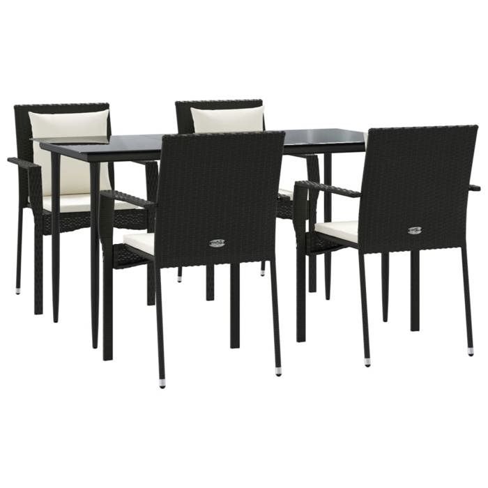 VidaXL Garden Dining Furniture and Cushions 5pcs Black Wicker 3185097