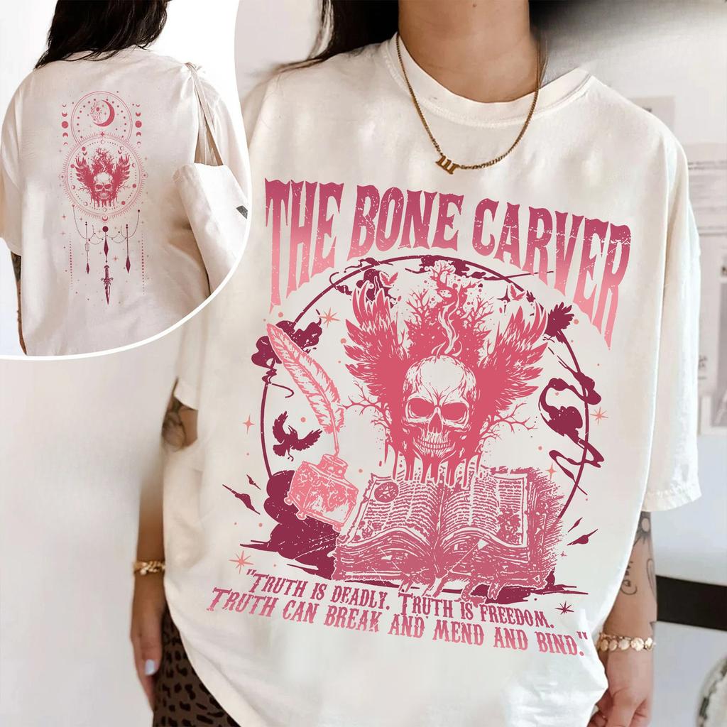 Bone Carver Printed Tshirt SpringSummer Womens 2026 New Retro Trendy Top Neutral Short Sleeve Comfortable Tshirt