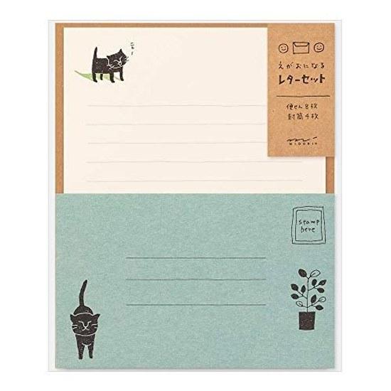 Midori Letter Set Egao Neko Pattern