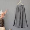 Women's Cotton Linen Wide-Leg Cropped Pants - Solid Color, Loose Fit, Retro Casual for Spring, Summer, Autumn