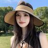 Wide Brim Women Straw Sun Visor Hat with Ponytail Hole High UV UPF Protection Packable Foldable Ideal for Summer Beach Vacation