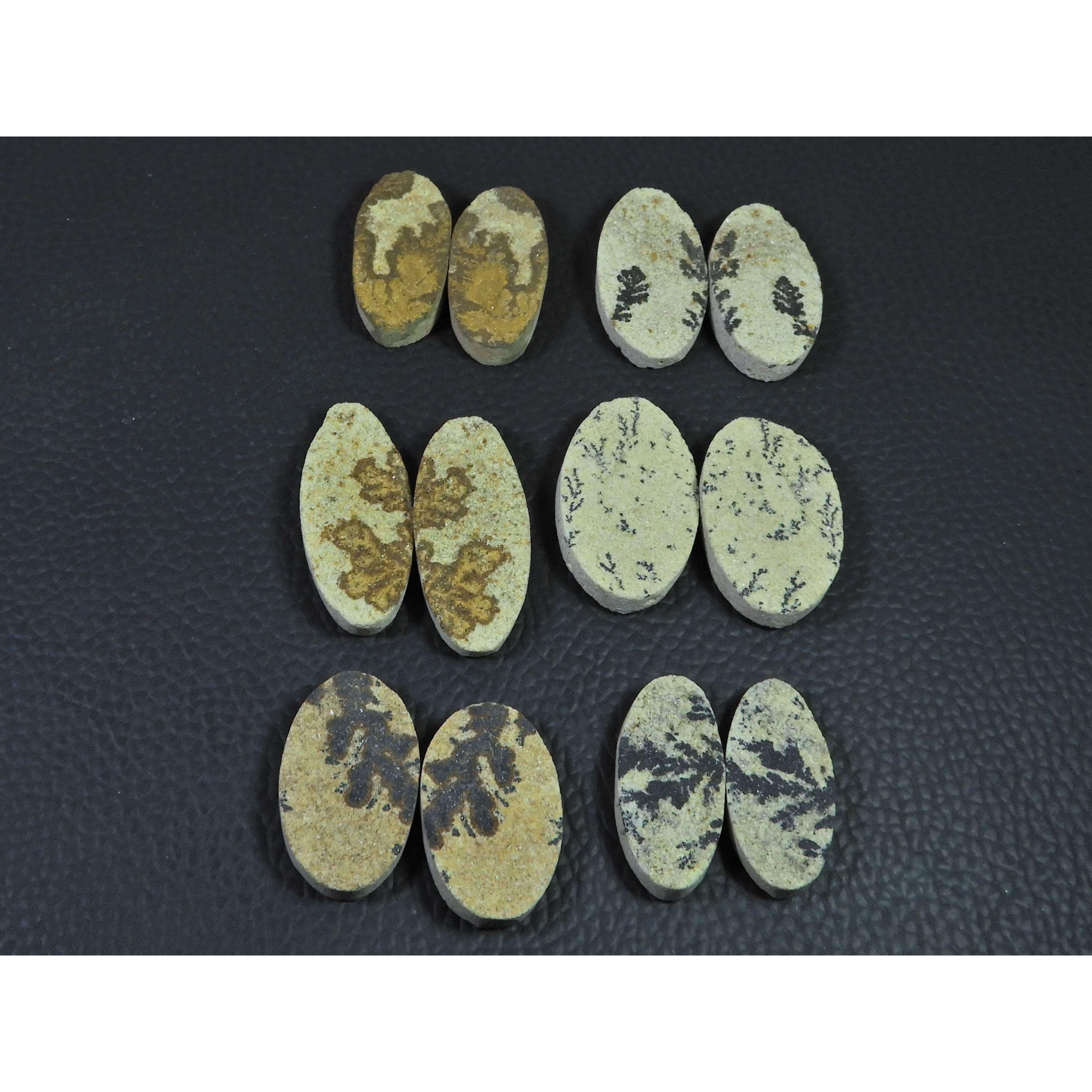 Natural Psilomelane Germane Dendrite Matched Pair Loose Gemstone 06 Pair Lot C-2175
