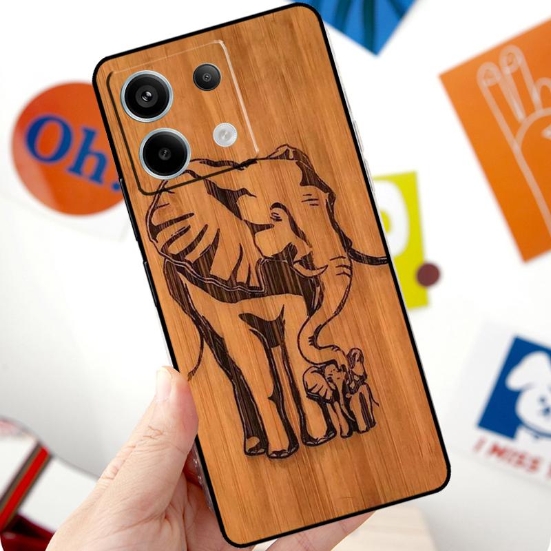 Natural Bamboo Wood Animal Print Funda For Xiaomi Redmi Note 14 13 10 11 12 Pro 10S 11S 12S Case For Redmi 15 13C 12C 10C 14C