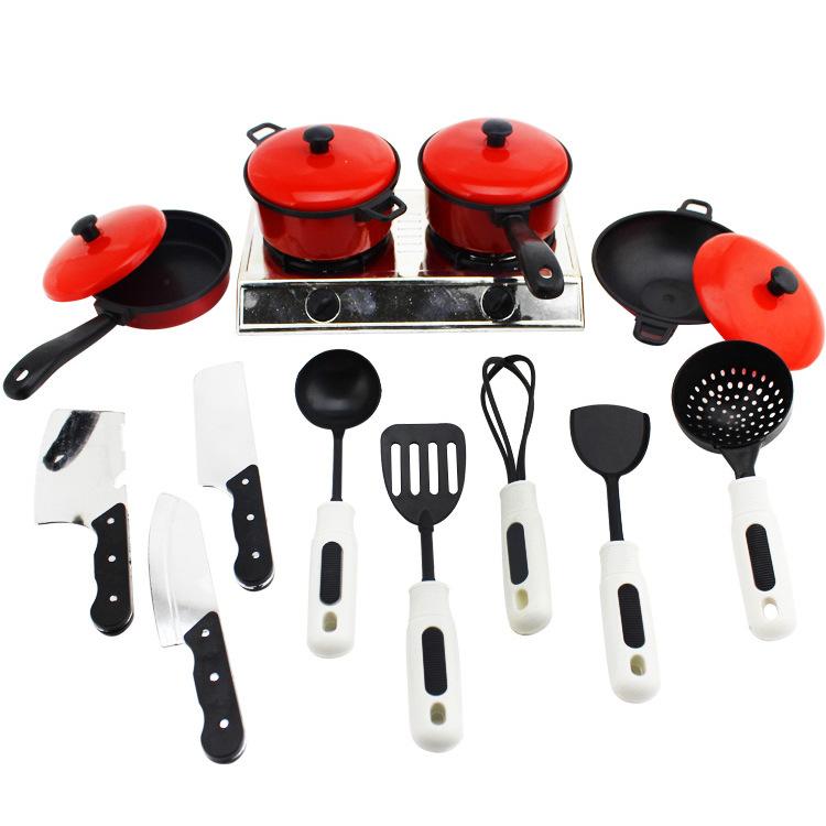Children'S Play House Simulation Red Tableware Kitchen Toys 13-Piece Set, Baby Kitchen Toys