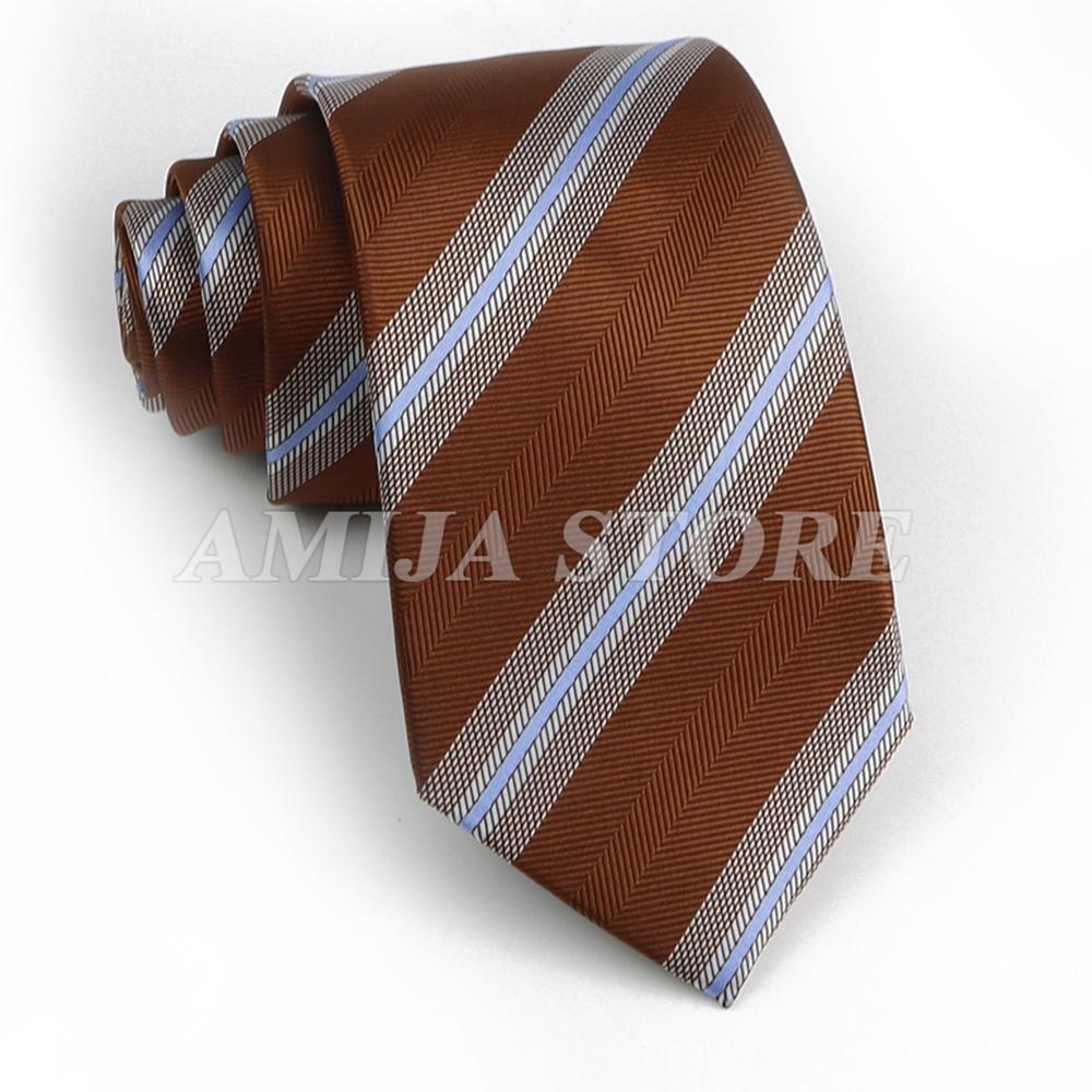 Men's Fashion Tie 7.5cm Tie Sage Green Orange Stripes Ties Business Meeting Suit Wedding Party Office Tie Men's Gift  Accessorie