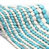 1 Strand Blue White Color Turquoise Beads Flat Round Natural Stone Beads LooseBeads