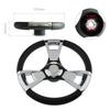 Boat Steering Wheel with Polished Chromed ABS Spoke & Center Inserts Keyed Hub