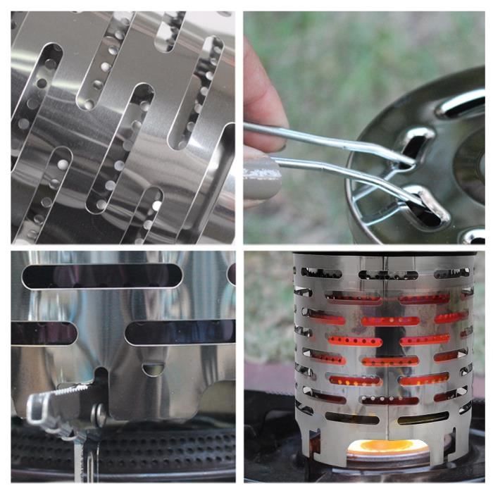 Couverture de chauffage de tente en acier inoxydable pour camping en plein air, mini poêle de chauffage plus chaud pour le camping