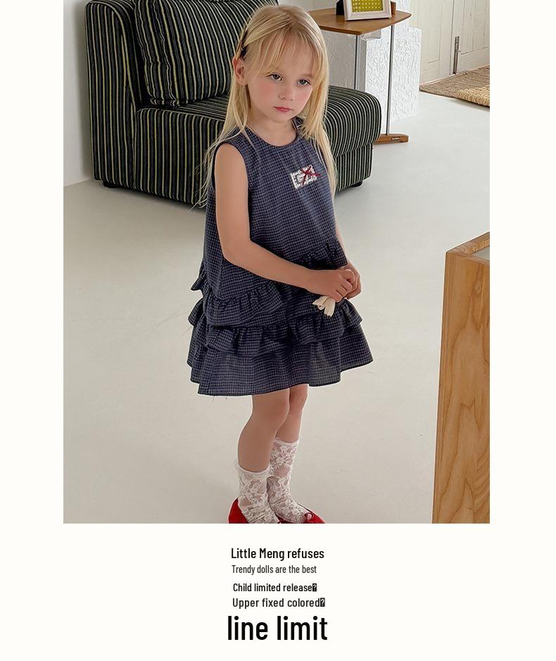 Large 26 - Girls' Preppy Style Sleeveless Layered Cake Dress for Summer - 710595