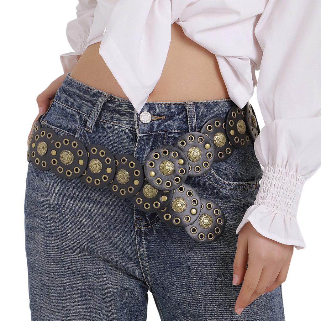 Bredt belte for kvinner Midjekjede Belteskivekjede Magekjede til kjole Western Carvings Belteutskjæringer Midjekjede