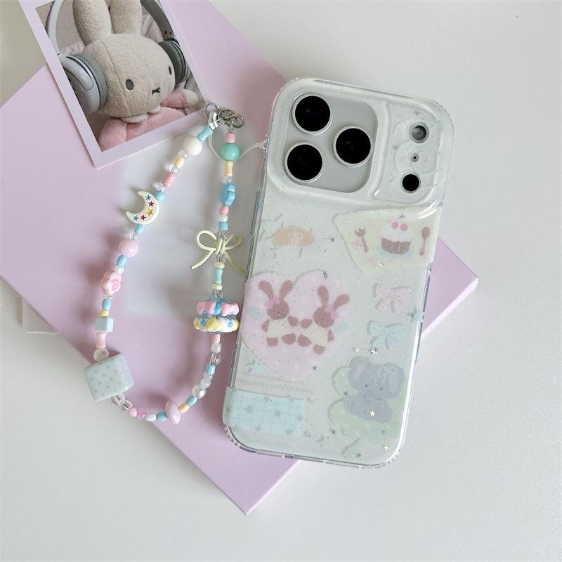 High-End Glitter Rabbit Elephant Phone Case for iPhone 17, 16 Pro Max, 15, 14