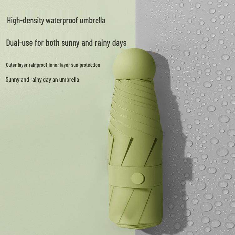 50% Off Macaron Capsule Umbrella: 6-Rib Sunshade & 8-Rib Folding Sunny/Rainy Day Umbrella with Black Glue Sun Protection.