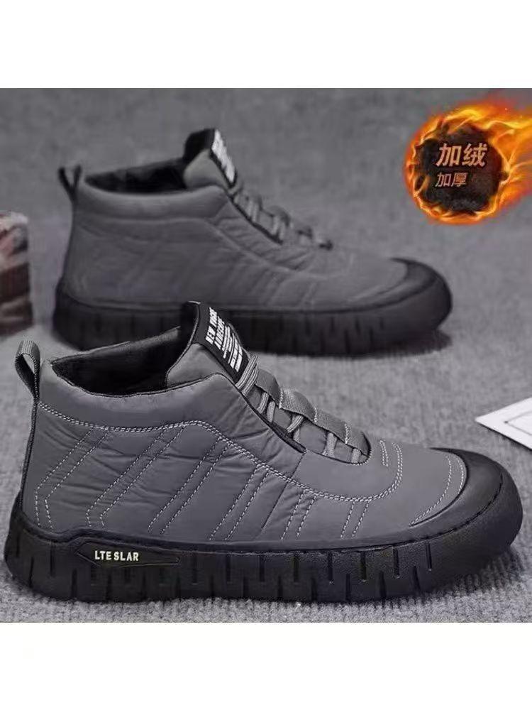 

Высокие бархатные мужские туфли зима новые для улицы досуга теплые хлопковые кожаные туфли водонепроницаемые и морозостойкие рабочие средства защиты труда зимние ботинки 43