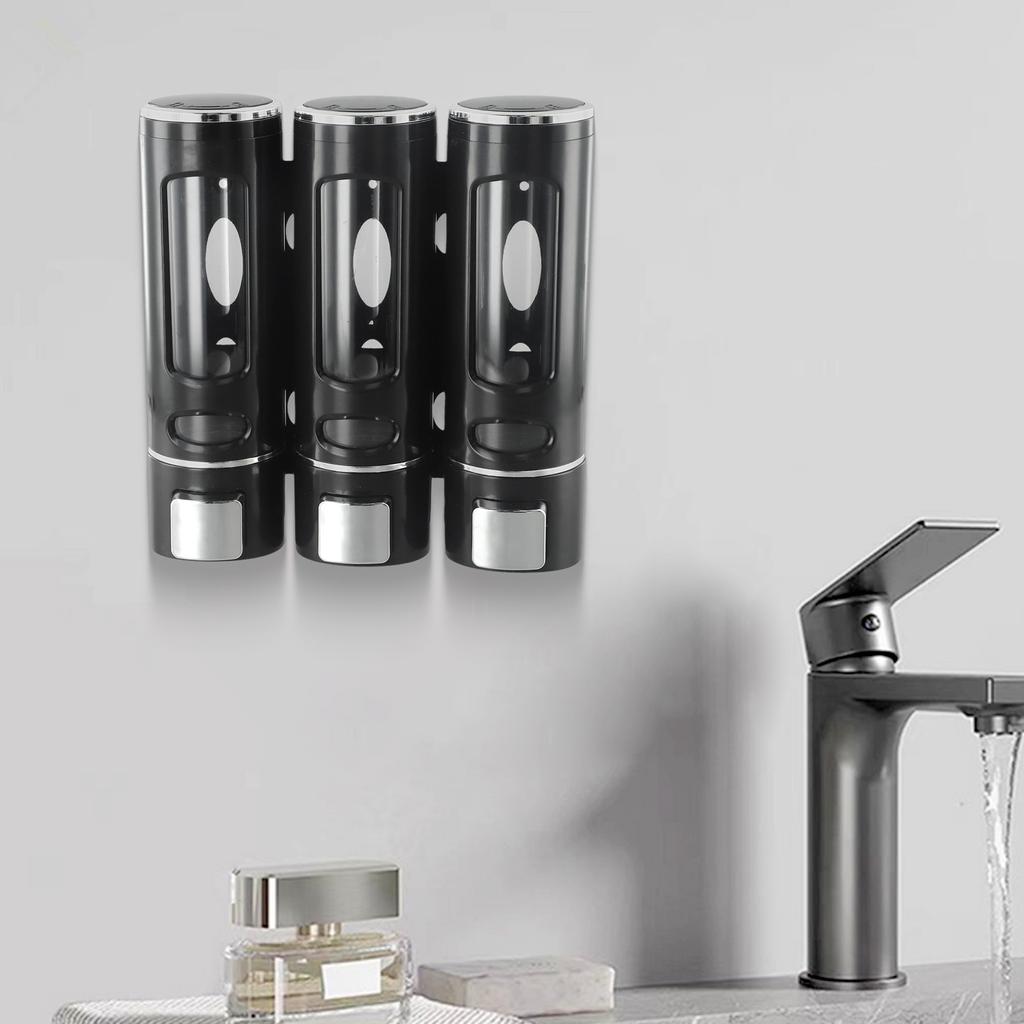 400ml Soap Dispenser 3 In 1 Soap Dispenser Bathroom Black Versatile Wall-mounted Design Easy To Use High-quality Materials