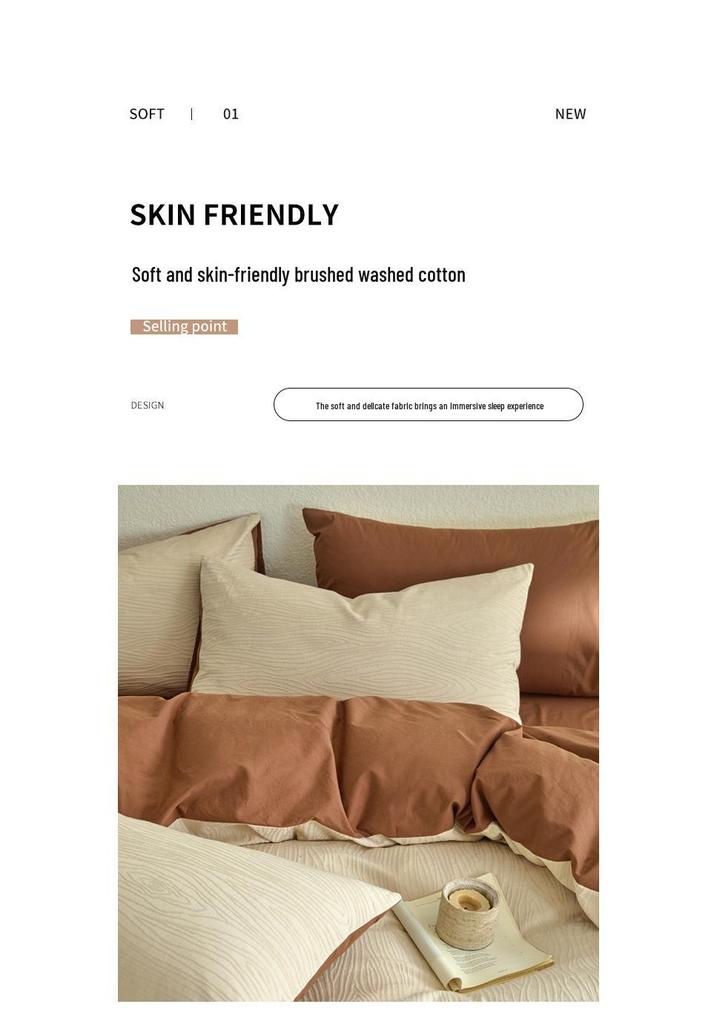 Elegant 3D Jacquard Cotton 4-Piece Bedding Set for Dorms