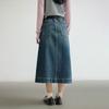 Laengsseon Ls_A-Line Blue Denim Slit Skirt