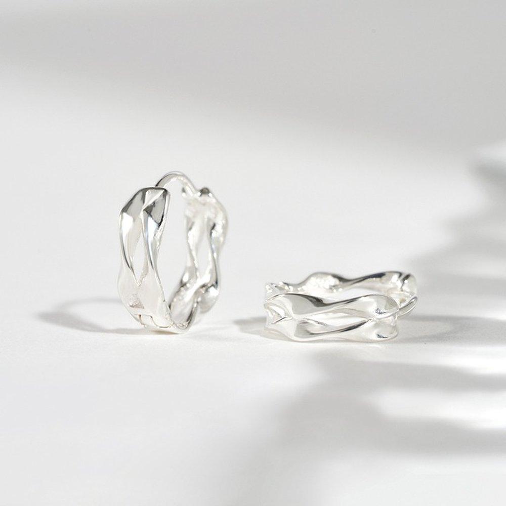 [Iyzy Ryujin Wearing] 925 Silver Flow One-Touch Ring Earrings W