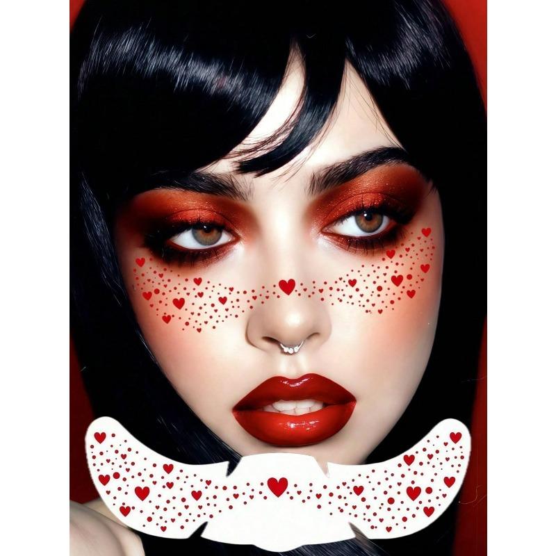 1pcs Shiny Freckle Face Temporary Tattoos, Sparkling Heart Freckle Waterproof Glitter Tattoos For Adults, Suitable For Daily Makeup, Festivals