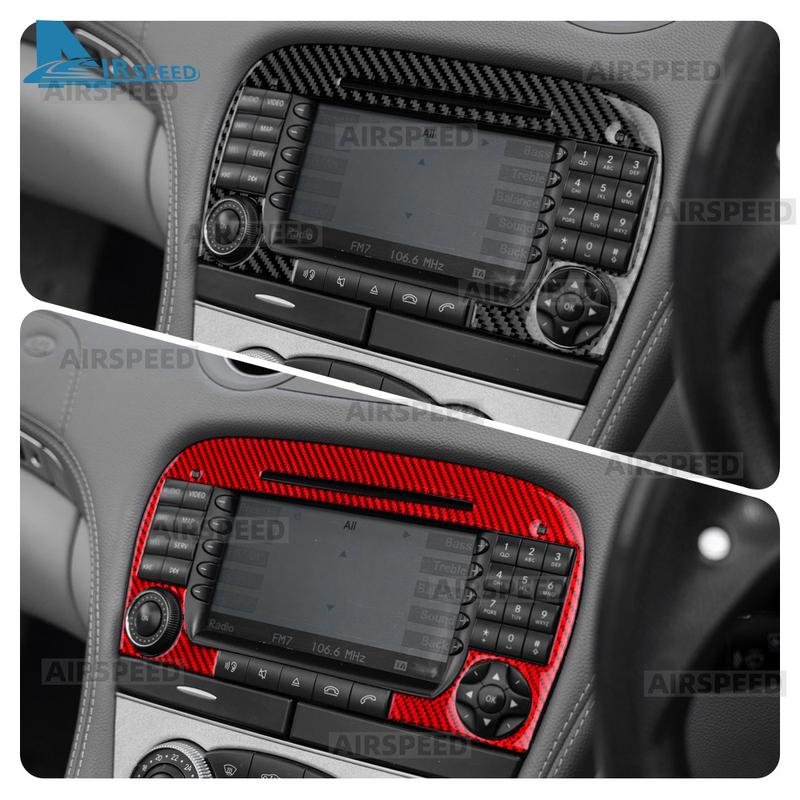 Real Soft Carbon Fiber Sticker For Mercedes Benz SL Class R230 2005 2006 2007 2008 2009 2010 2011 Car Central Control CD Panel
