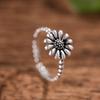 High-quality 925 Sterling Silver Jewelry Thai Silver Female Personality Open Ring Flower  Ring Gift