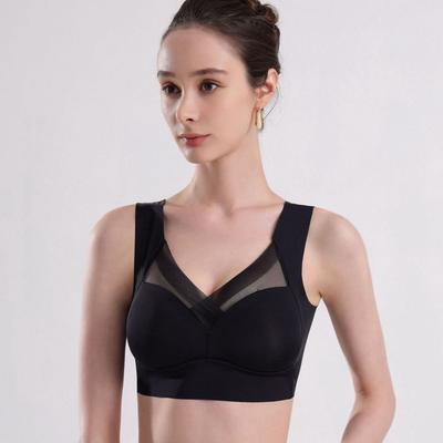 European and American Style Wire-free Solid Color Smooth Back Bra with Side Support Plus Size High-end Feel
