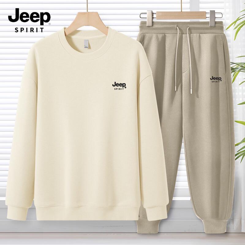 JEEP SPIRIT Men's 2025 Autumn Loose Fit Sweatshirt & Sweatpants Set