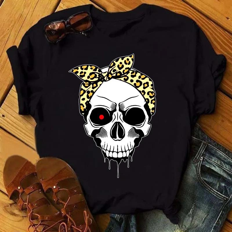 Skull Head Momlife Print Women T Shirt Short Sleeve O Neck Loose Women Tshirt Ladies Tee Shirt Tops Camisetas Mujer